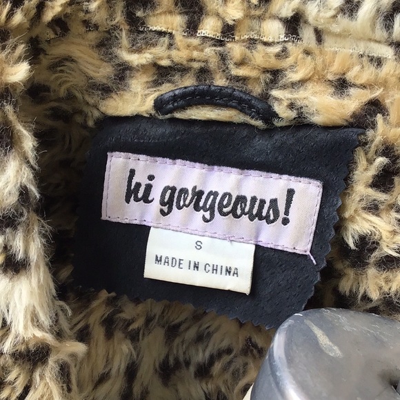 Hi Gorgeous Suede Pig Split Black Leopard Jacket Small - Picture 14 of 14